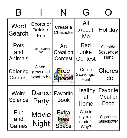 At Home Fun Incentive Bingo Card