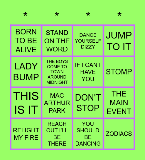 DISCO DISCO BINGO BINGOOOOOH Bingo Card