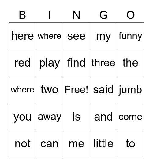 Monday Bingo Card