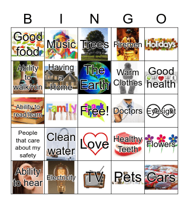 GRATITUDE BINGO! Bingo Card