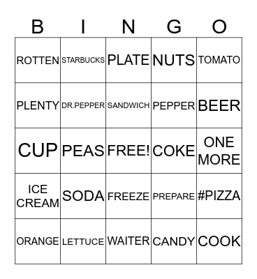 You Are What You Eat List 5 Bingo Card