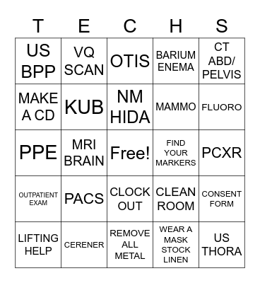 RAD TECH WEEK BINGO Card
