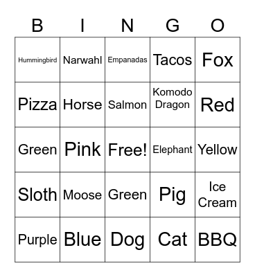 Mrs. Vesilind's TA Bingo Card