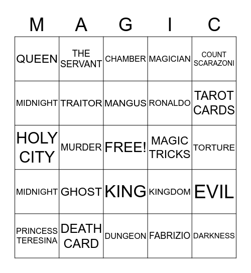 MIDNIGHT MAGIC Bingo Card