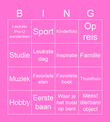 KamerBingo Card