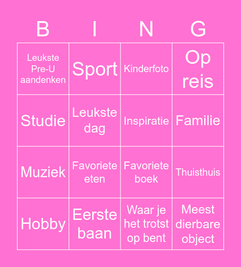 KamerBingo Card