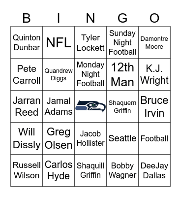 SEAHAWKS Bingo Card
