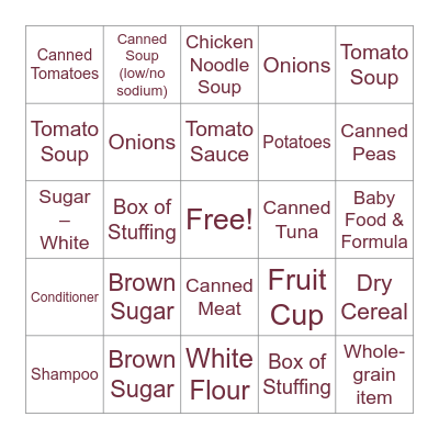 Can The Cats - Food Drive BINGO! Bingo Card