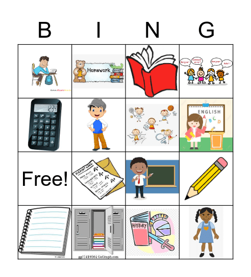 À l'École Bingo Card