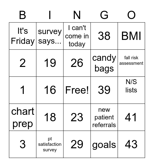 WORKPLACE BINGO Card