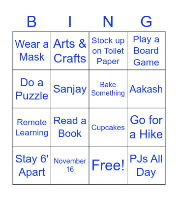 Quarantine Birthday Bingo Card
