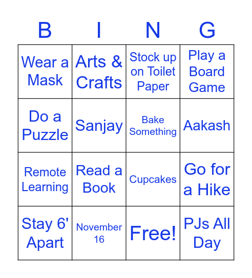 Quarantine Birthday Bingo Card