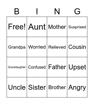 Family first Bingo Card