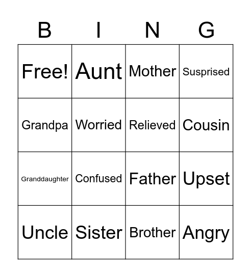 Family first Bingo Card
