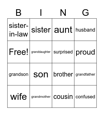 Family First Bingo Card