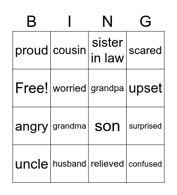 Family First Bingo Card