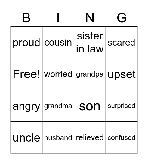 Family First Bingo Card