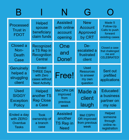 Transition Services Game Changers! Bingo Card
