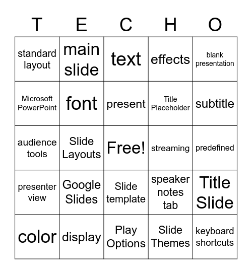 GOOGLE SLIDES ESSENTIAL- UNIT 1  LS 1-2 Bingo Card