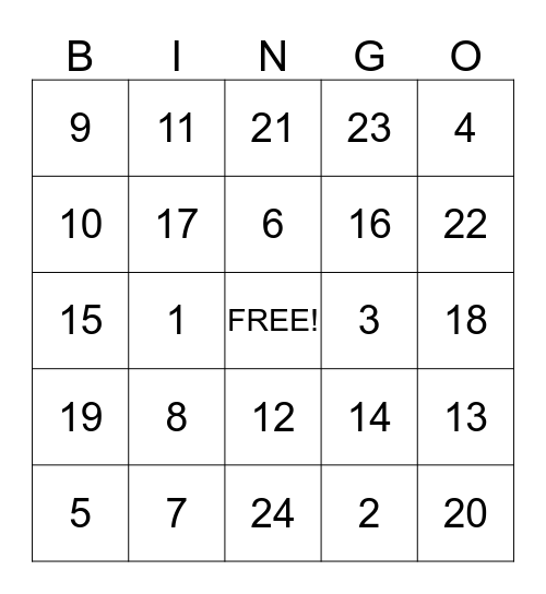 Winter Wonderland Bingo  Bingo Card