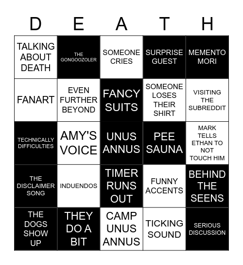 UNUS ANNUS LIVESTREAM BINGO Card