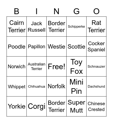 Roxie Bingo Card