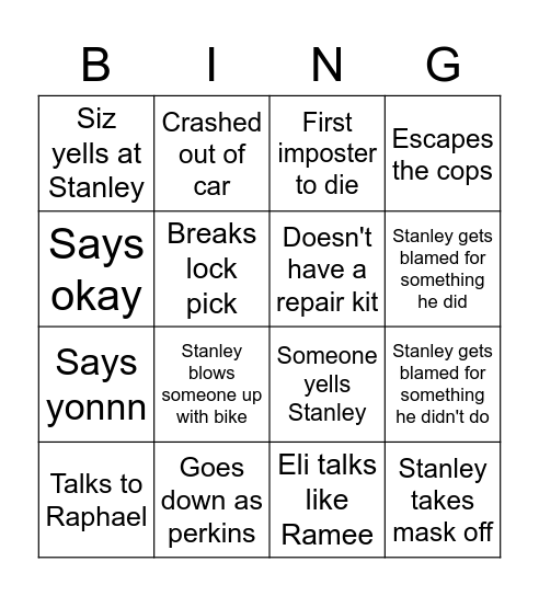 Eli Drinking Night Bingo Card