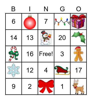 Holiday Bingo Card