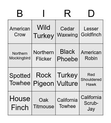 *B*I*R*D Bingo! Bingo Card