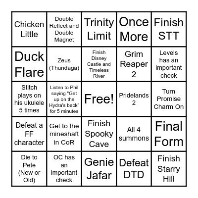Kingdom Heart 2FM Randomizer Bingo Card