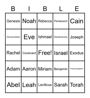 Pentateuch People and Potpouri Bingo Card