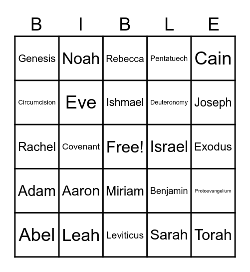 Pentateuch People and Potpouri Bingo Card