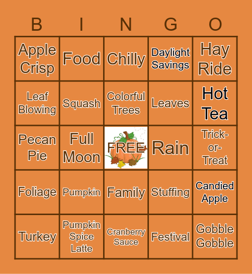 Cozy Thanksgiving Vibes! Bingo Card