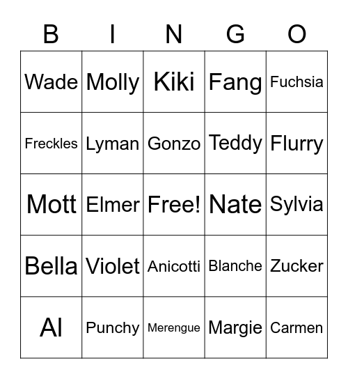 Villager Ringo Bingo Card