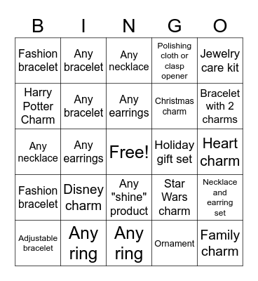 Pandora Bingo Card