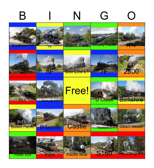 6, 8 and 10 Coupled Steamers around North America and Britain Bingo Card