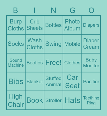Amanda & Jonathan's Baby Shower Bingo Card