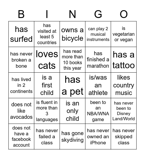 Get-to-Know-Your-Team Bingo Card
