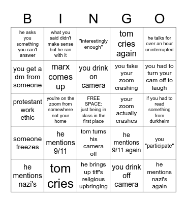 Sociology? Theory? ft. Tom Bingo Card