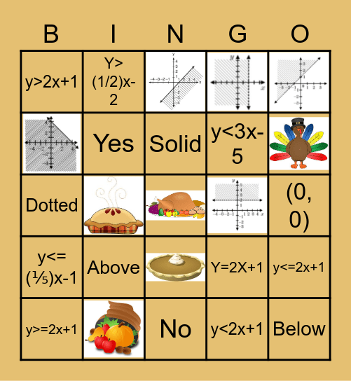 Algebra Lesson 12 Bingo Card