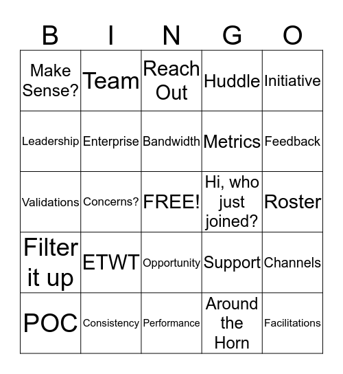 Lingo Bingo Card