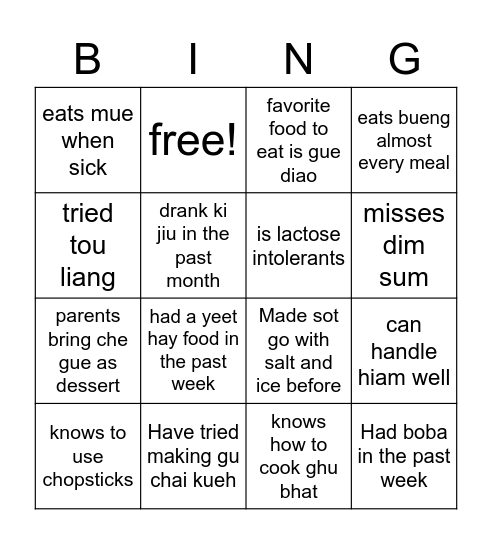 TCA meeting #3 Bingo Card