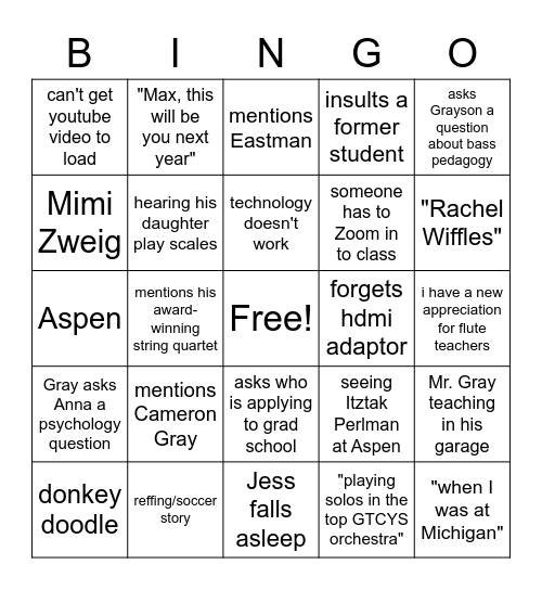 string lit bingo Card