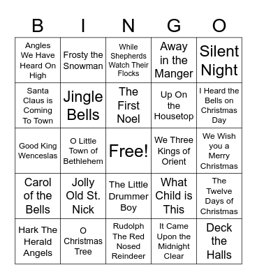 Christmas Music Bingo Card
