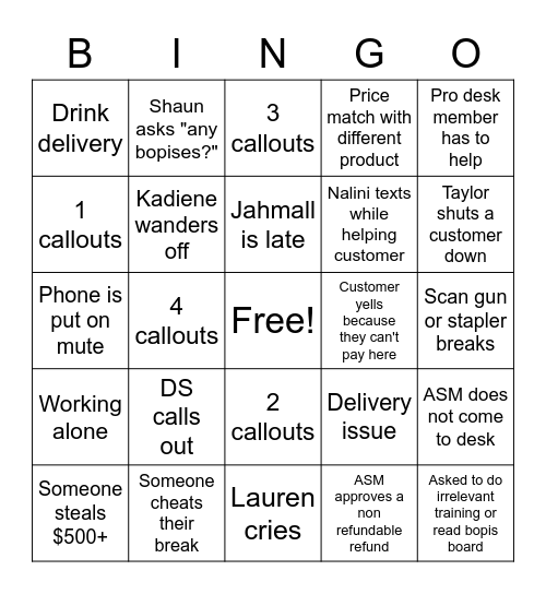 D31 bingo Card