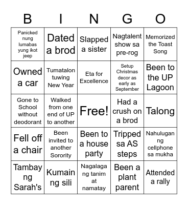 Bingo with the Sisters Bingo Card