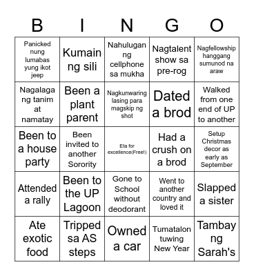 Bingo with the Sisters Bingo Card