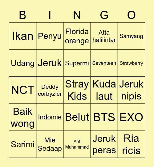 Yenaaa’s Bingo Card Bingo Card