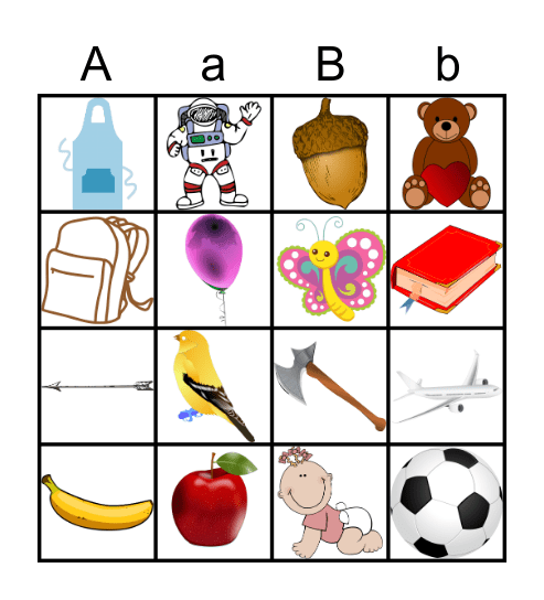 phonics Aa Bb Bingo Card