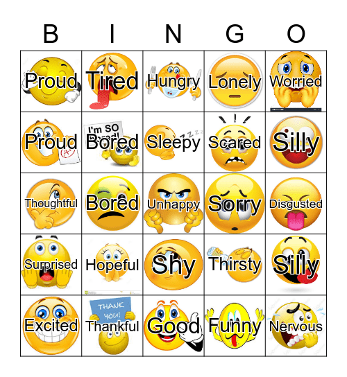 Feelings Bingo Card